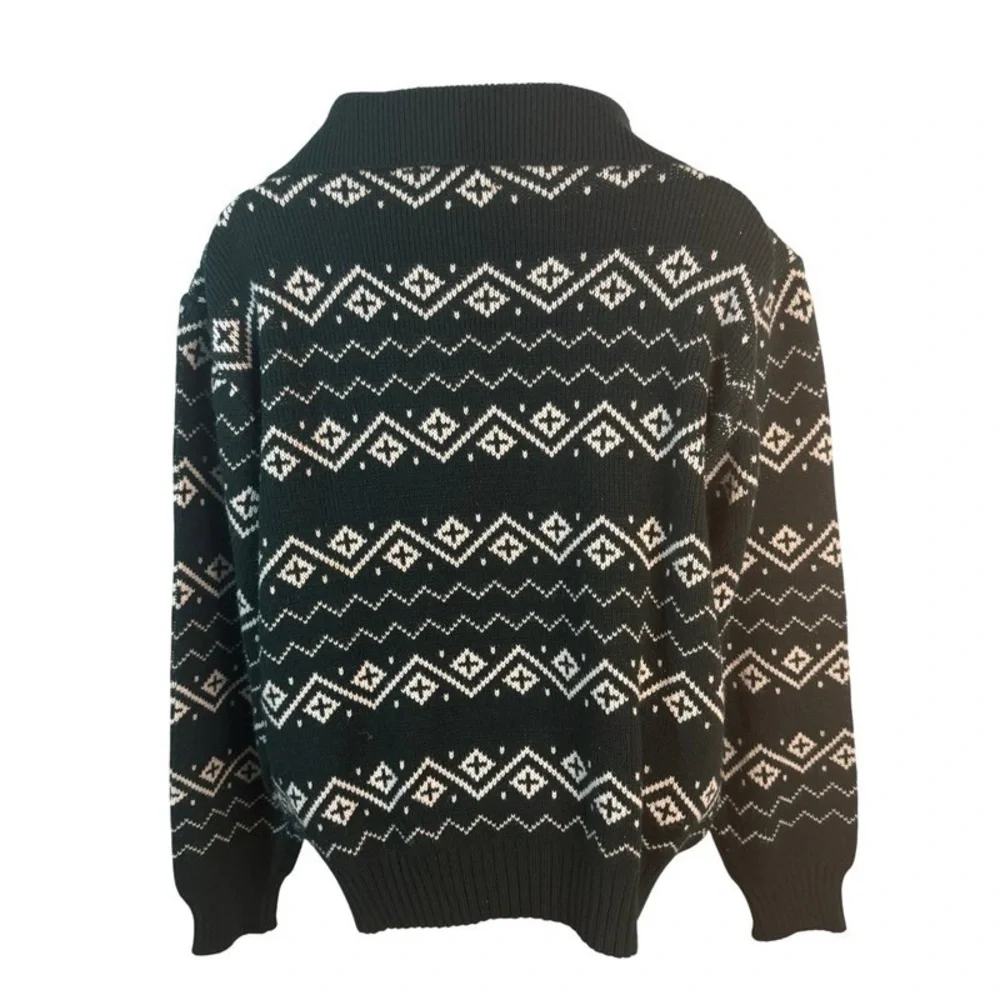RICHMAN BROTHERS FAIR ISLE SHAWL COLLAR SWEATER  VINTAGE 60s 70s MEN'S MEDIUM - Picture 4 of 11